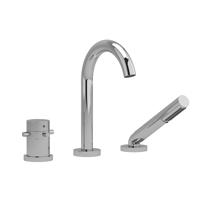 Riobel RU19+BG- 2-way 3-piece Type T (thermostatic) coaxial deck-mount tub filler with hand shower | FaucetExpress.ca
