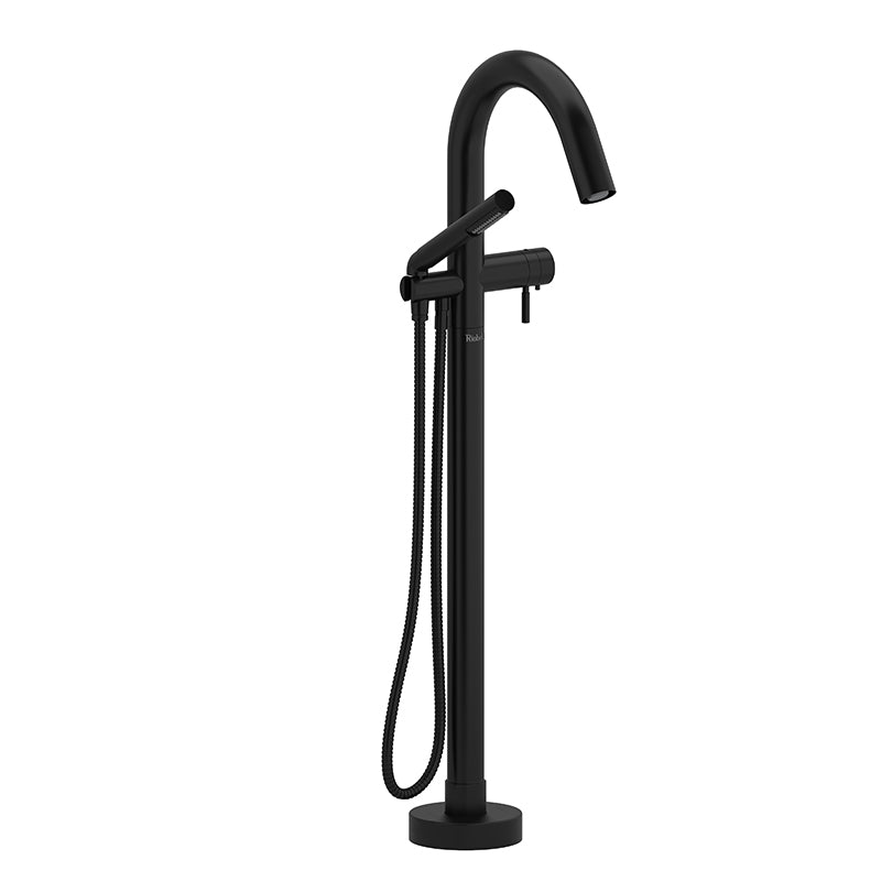 Riobel TRU39BK- 2-way Type T (thermostatic) coaxial floor-mount tub filler with hand shower trim | FaucetExpress.ca