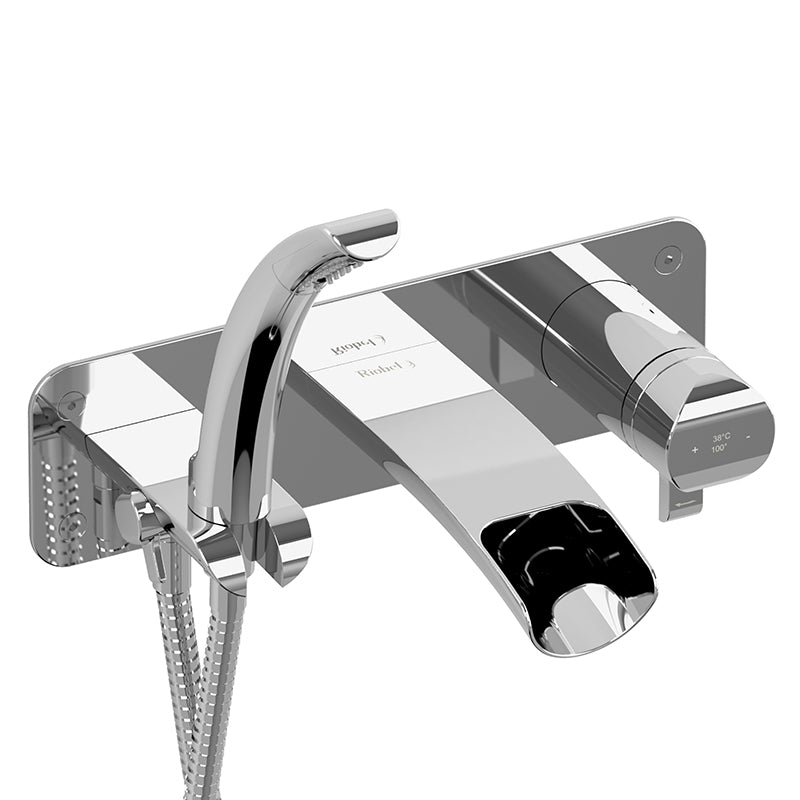 Riobel SA07C- Wall-mount Type T/P (thermo/pressure balance) coaxial open spout tub filler with hand shower | FaucetExpress.ca