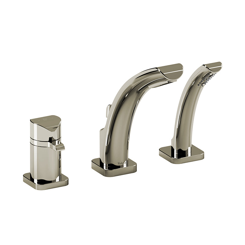 Riobel SA17PN- 3-piece Type T/P (thermostatic/pressure balance) coaxial deck-mount tub filler with hand shower | FaucetExpress.ca
