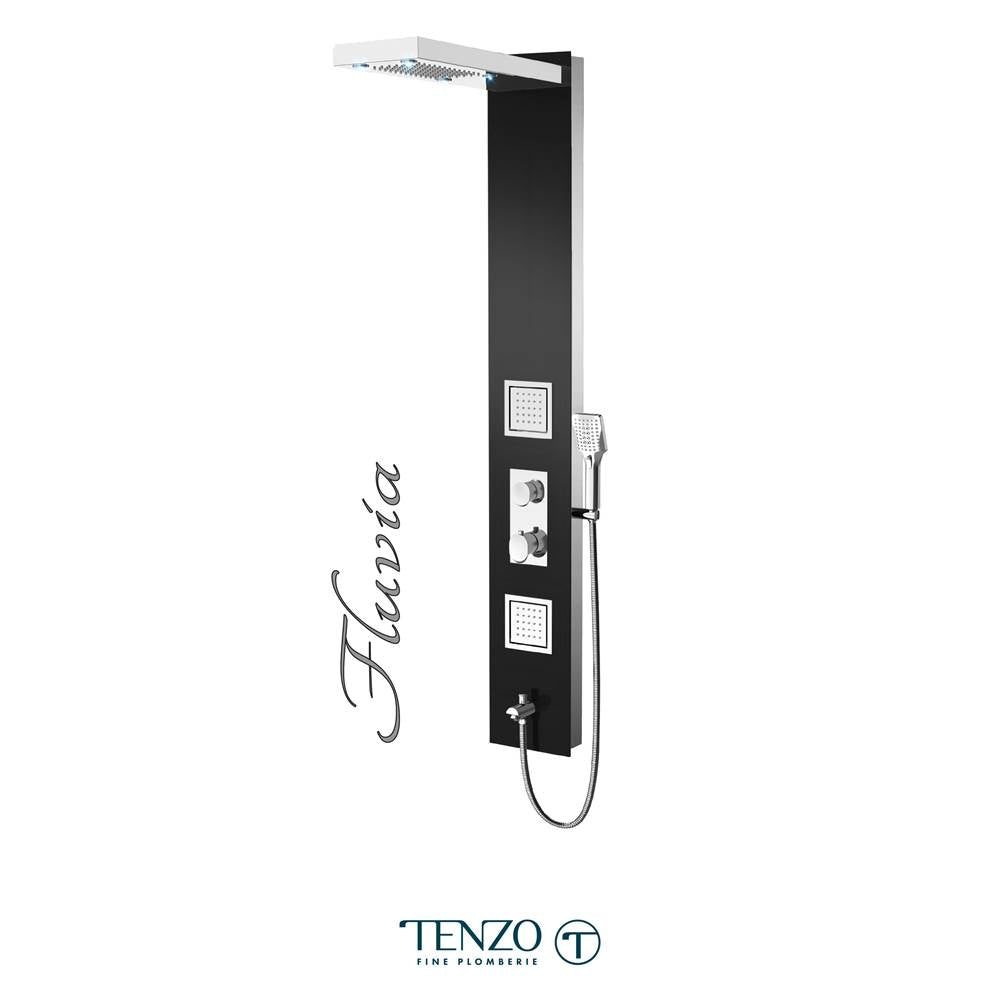 Tenzo TZG3- Shower Col. Tempered Glass Fluvia [Sh. Head Led 2 Jets Hand Shower] Thermo./Div. Valve