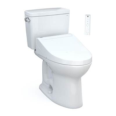 Toto MW7763084CSFG.10#01- Toto Drake Washlet+ Two-Piece Elongated 1.6 Gpf Universal Height Tornado Flush Toilet With C5 Bidet Seat 10 Inch Rough-In Cotton White