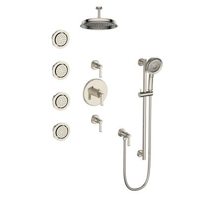 Vogt SET.Z1.142.934.PN- Zehn Thermostatic Set with In-Wall Jets - 4' Ceiling Arm 3/4' Polished Nickel