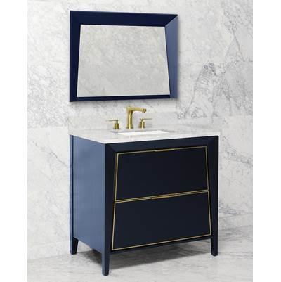 Icera V-3036.07- Canto Vanity Cabinet 36-in Blue with Satin Brass Trim | FaucetExpress.ca