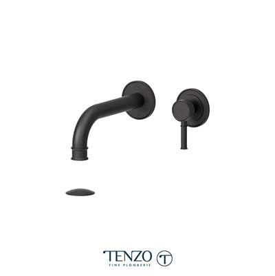 Tenzo F-ALY14-P-MB- Trim For Alyss Wall Mount Lavatory Faucet 2 Finishing Plates Matte Black With Drain (Overflow)