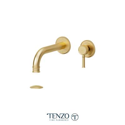 Tenzo F-ALY14-P-BG- Trim For Alyss Wall Mount Lavatory Faucet 2 Finishing Plates Brushed Gold With Drain (Overflow)