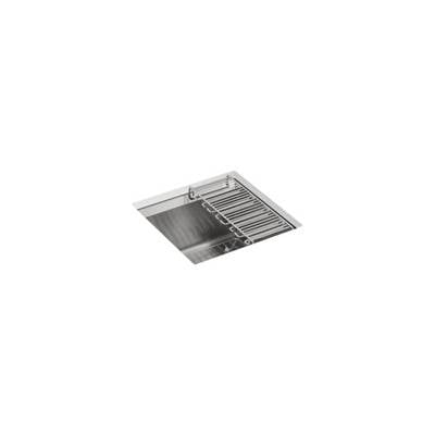 Kohler 3671-NA- 8 Degree 18'' x 18'' x 10-3/16'' Undermount bar sink with rack and wine glass rack | FaucetExpress.ca
