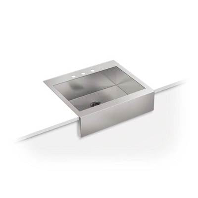 Kohler 3935-3-NA- Vault 29-3/4'' x 24-5/16'' x 9-5/16'' Self-Trimming(R) top-mount single-bowl stainless steel apron-front kitchen sink for 30'' cabinet | FaucetExpress.ca