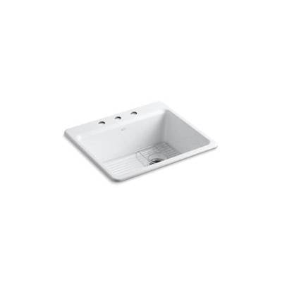 Kohler 5872-3A1-0- Riverby® 25'' x22'' x 9-5/8'' top-mount single-bowl kitchen sink with sink rack | FaucetExpress.ca