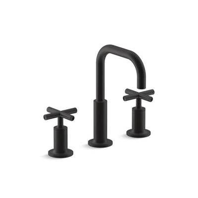 Kohler 14406-3-BL- Purist® Widespread bathroom sink faucet with low cross handles and low gooseneck spout | FaucetExpress.ca