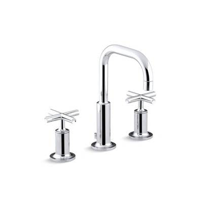 Kohler 14406-3-CP- Purist® Widespread bathroom sink faucet with low cross handles and low gooseneck spout | FaucetExpress.ca