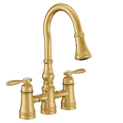 Moen S73204BG- Weymouth Brushed Gold Two-Handle High Arc Pulldown Kitchen Faucet