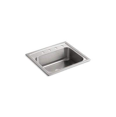 Kohler 3348-4-NA- Toccata 25'' x 22'' x 7-11/16'' top-mount single-bowl kitchen sink with 4 faucet holes | FaucetExpress.ca