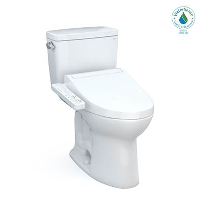 Toto MW7763074CEFG.10#01- Toto Drake Washlet+ Two-Piece Elongated 1.28 Gpf Universal Height Tornado Flush Toilet With C2 Bidet Seat 10 Inch Rough-In Cotton White