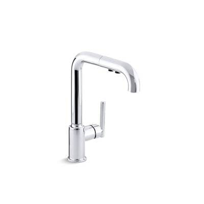 Kohler 7505-CP- Purist® single-hole kitchen sink faucet with 8'' pull-out spout | FaucetExpress.ca