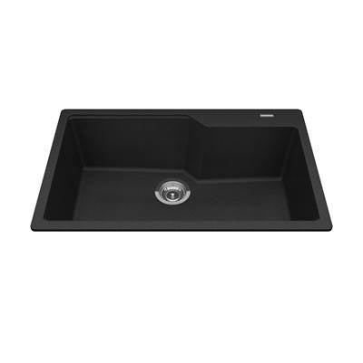 Kindred MGSM2031-9ON- Granite Series 30.7-in LR x 19.69-in FB Drop In Single Bowl Granite Kitchen Sink in Onyx