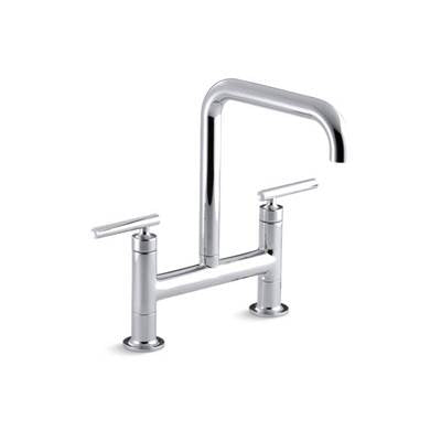 Kohler 7547-4-CP- Purist® two-hole deck-mount bridge kitchen sink faucet with 8-3/8'' spout | FaucetExpress.ca