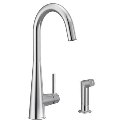 Moen 7870- Sleek Single-Handle Standard Kitchen Faucet with Side Sprayer in Chrome