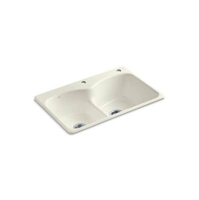 Kohler 6626-2-96- Langlade® 33'' x 22'' x 9-5/8'' top-mount Smart Divide(R) double-equal kitchen sink with one faucet hole and one accessory hole | FaucetExpress.ca