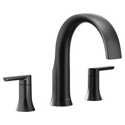 Moen TS983BL- Doux 2-Handle Deck Mount Roman Tub Faucet Trim Kit in Matte Black (Valve Not Included)