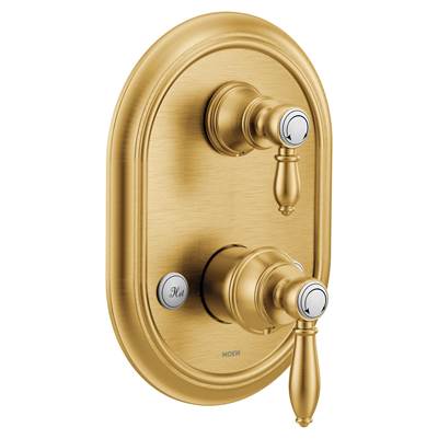 Moen UTS4311BG- Weymouth M-CORE 3-Series 2-Handle Shower Trim with Integrated Transfer Valve in Brushed Gold (Valve Not Included)