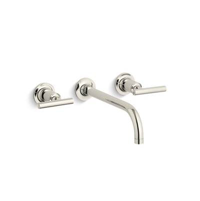 Kohler T14414-4-SN- Purist® Wall-mount bathroom sink faucet trim with 9'', 90-degree angle spout and lever handles, requires valve | FaucetExpress.ca