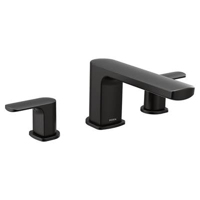 Moen T935BL- Rizon Two-Handle Deck Mount Modern Roman Tub Faucet Trim, Valve Required, Matte Black