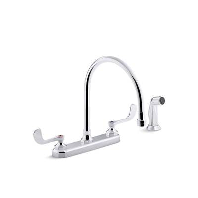 Kohler 810T71-5AFA-CP- Triton® Bowe® 1.8 gpm kitchen sink faucet with 9-5/16'' gooseneck spout, matching finish sidespray, aerated flow and wristblade handles | FaucetExpress.ca