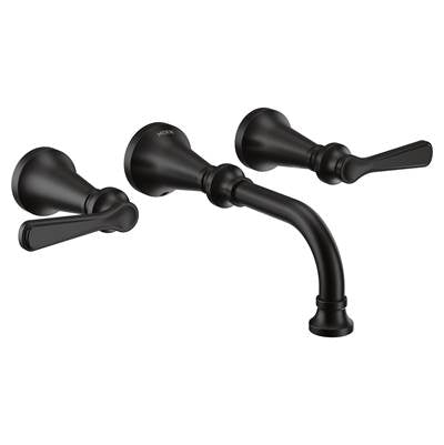 Moen TS44104BL- Colinet Traditional Lever Handle Wall Mount Bathroom Faucet Trim, Valve Required, in Matte Black