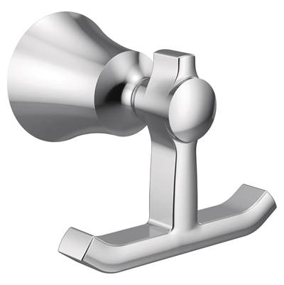 Moen YB0303CH- Flara Chrome Double Robe Hook - FaucetExpress.ca