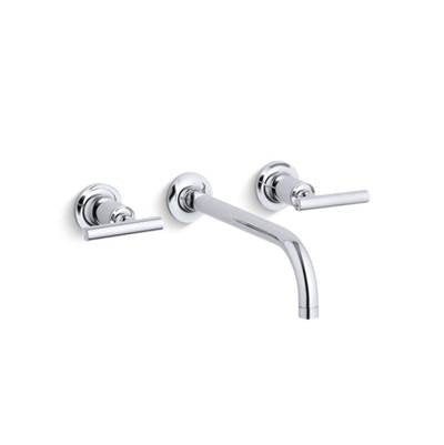 Kohler T14414-4-CP- Purist® Wall-mount bathroom sink faucet trim with 9'', 90-degree angle spout and lever handles, requires valve | FaucetExpress.ca