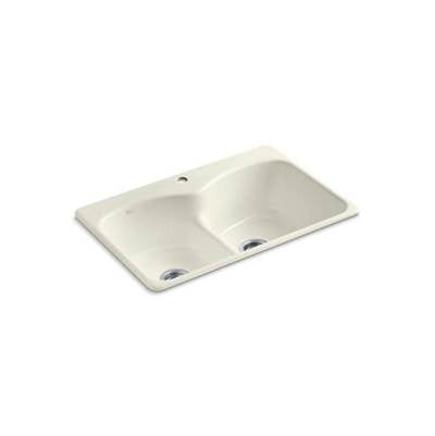 Kohler 6626-1-96- Langlade® 33'' x 22'' x 9-5/8'' top-mount Smart Divide(R) double-equal kitchen sink with single faucet hole | FaucetExpress.ca