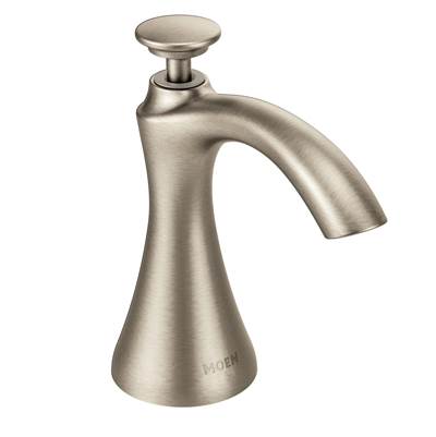 Moen S3946NL- Transitional Deck Mounted Kitchen Soap Dispenser With Above The Sink Refillable Bottle, Polished Nickel