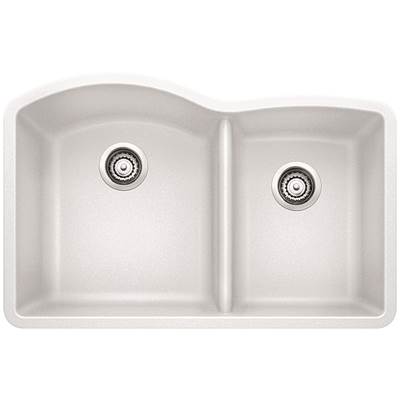 Blanco 400076- DIAMOND U 1 ¾ Double Bowl Undermount Sink, SILGRANIT®, White | FaucetExpress.ca