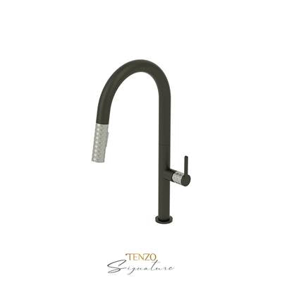 Tenzo CA130-MB-SS - Single-Handle Kitchen Faucet Calozy With Pull-Down & 2-Function Hand Shower Matte Black / Stainless Steel