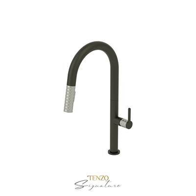 Tenzo CA130-MB-SS- Single-Handle Kitchen Faucet Calozy With Pull-Down & 2-Function Hand Shower Matte Black / Stainless Steel