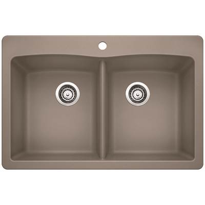 Blanco 401152- DIAMOND 210 Double Bowl Drop-in Sink, SILGRANIT®, Truffle | FaucetExpress.ca