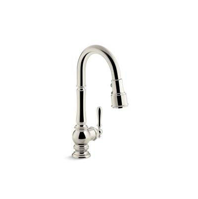 Kohler 99261-SN- Artifacts® single-hole kitchen sink faucet with 16'' pull-down spout and turned lever handle, DockNetik magnetic docking system, and  | FaucetExpress.ca