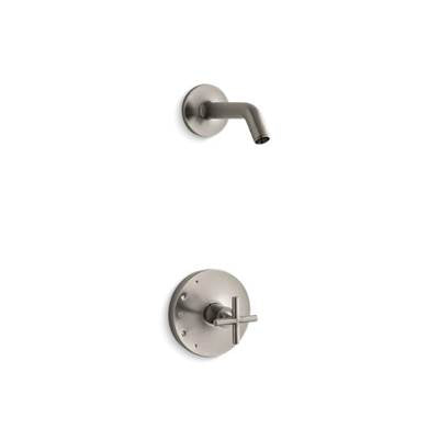 Kohler TLS14422-3-BN- Purist® Rite-Temp(R) shower valve trim with cross handle, less showerhead | FaucetExpress.ca