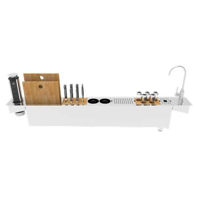 Zomodo PPC1200K- Panama App, Lrg Chef Prep Station w/ Retractable Power Tower (PTC02) and Filtered Water Faucet (FTC014-BR) - Inset, 18ga - FaucetExpress.ca
