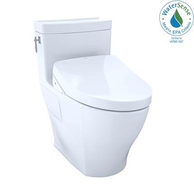 Toto CST626CEFGAT40#01- TOTO Aimes One-Piece Elongated 1.28 GPF WASHLET + and Auto Flush Ready Universal Height Skirted Toilet, Cotton White | FaucetExpress.ca