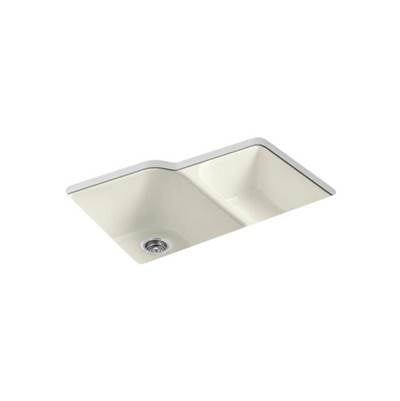 Kohler 5931-4U-96- Executive Chef 33'' x 22'' x 10-5/8'' Undermount large/medium, high/low double-bowl kitchen sink with 4 oversize faucet holes | FaucetExpress.ca