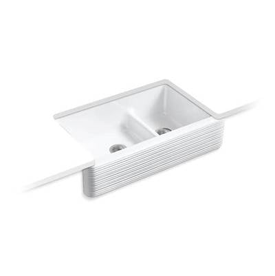 Kohler 6349-0- Whitehaven® Hayridge® 35-11/16'' x 21-9/16'' x 9-5/8'' Smart Divide® undermount double-bowl large/medium farmhouse kitchen sink | FaucetExpress.ca