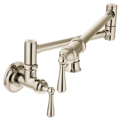 Moen S664NL- Traditional Wall Mount Swing Arm Folding Pot Filler Kitchen Faucet, Polished Nickel