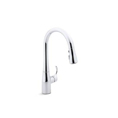 Kohler 597-CP- Simplice® single-hole or three-hole kitchen sink faucet with 15-3/8'' pull-down spout, DockNetik magnetic docking system, and a 3-fun | FaucetExpress.ca