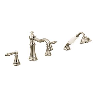 Moen TS21104NL- Weymouth Two-Handle Diverter Roman Tub Faucet Includes Hand Shower, Nickel