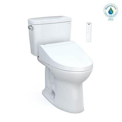 Toto MW7763084CEFG.10#01- Toto Drake Washlet+ Two-Piece Elongated 1.28 Gpf Universal Height Tornado Flush Toilet With C5 Bidet Seat 10 Inch Rough-In Cotton White