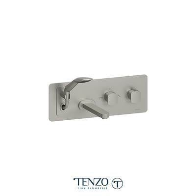 Tenzo DET73-BN- Wall Mount Tub Faucet With Retractable Hose Delano Brushed Nickel
