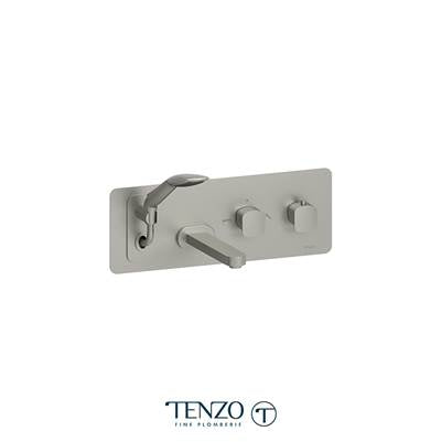 Tenzo DET73-BN - Wall Mount Tub Faucet With Retractable Hose Delano Brushed Nickel