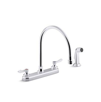 Kohler 810T71-4AHA-CP- Triton® Bowe® 1.5 gpm kitchen sink faucet with 9-5/16'' gooseneck spout, matching finish sidespray, aerated flow and lever handles | FaucetExpress.ca